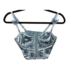 Women Butterfly Sexy Appliques‎ Crop Top Hook Fairy Tank Corset Top Bustier XS